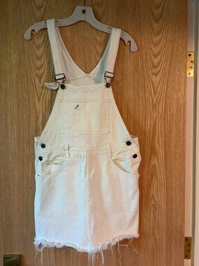 Vintage Guess White Denim Overall Skirt | 1986 | Size 3 | Made in USA